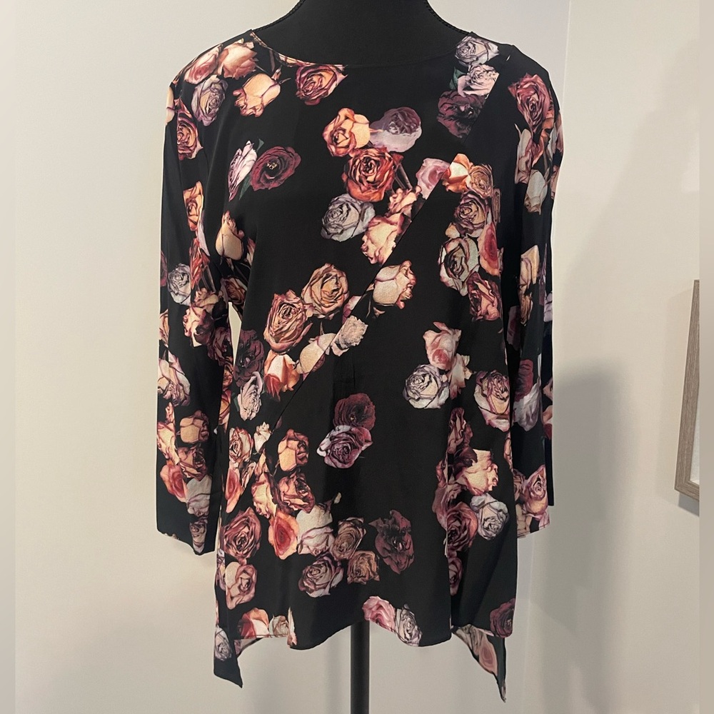 Wilfred Black Floral Rose Print Blouse